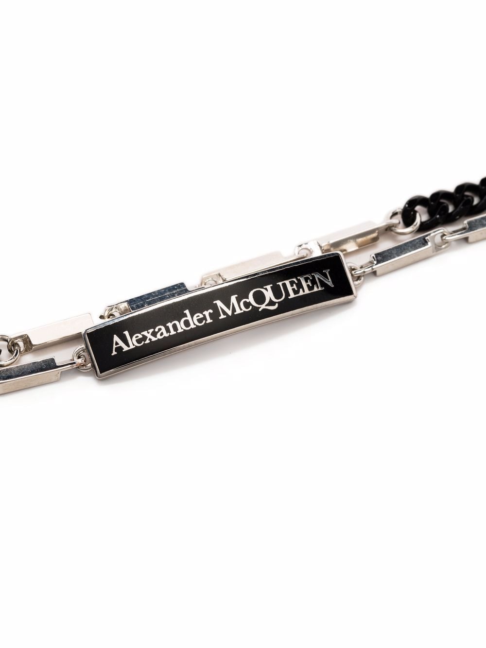 ALEXANDER MCQUEEN Enamel Signat Bracelet Black/Transparent - MAISONDEFASHION.COM