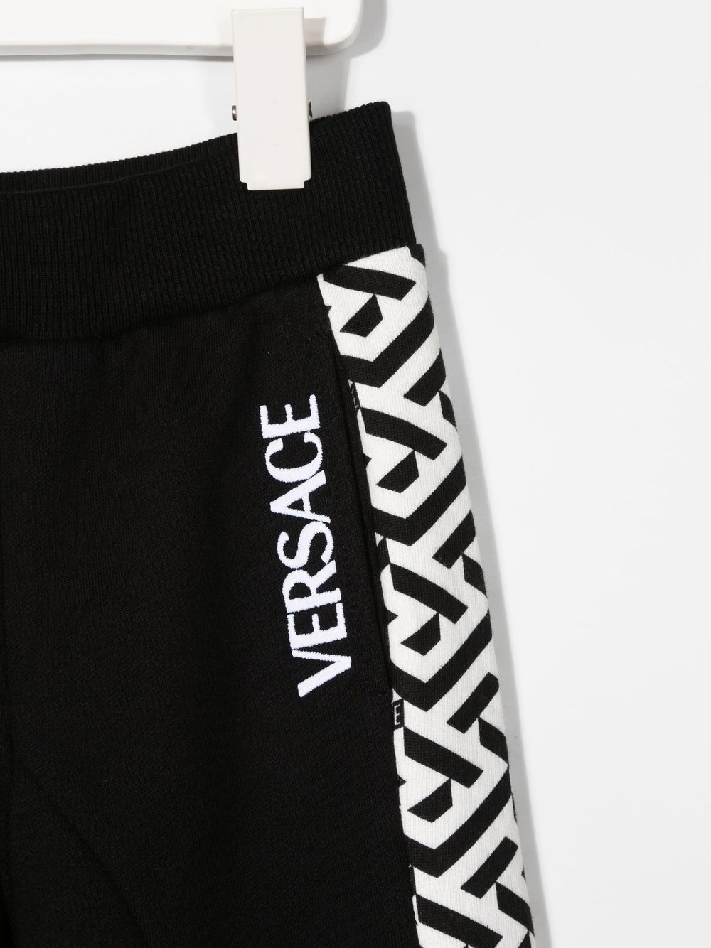 VERSACE KIDS Greca Logo Print Sweat Pants Black - MAISONDEFASHION.COM