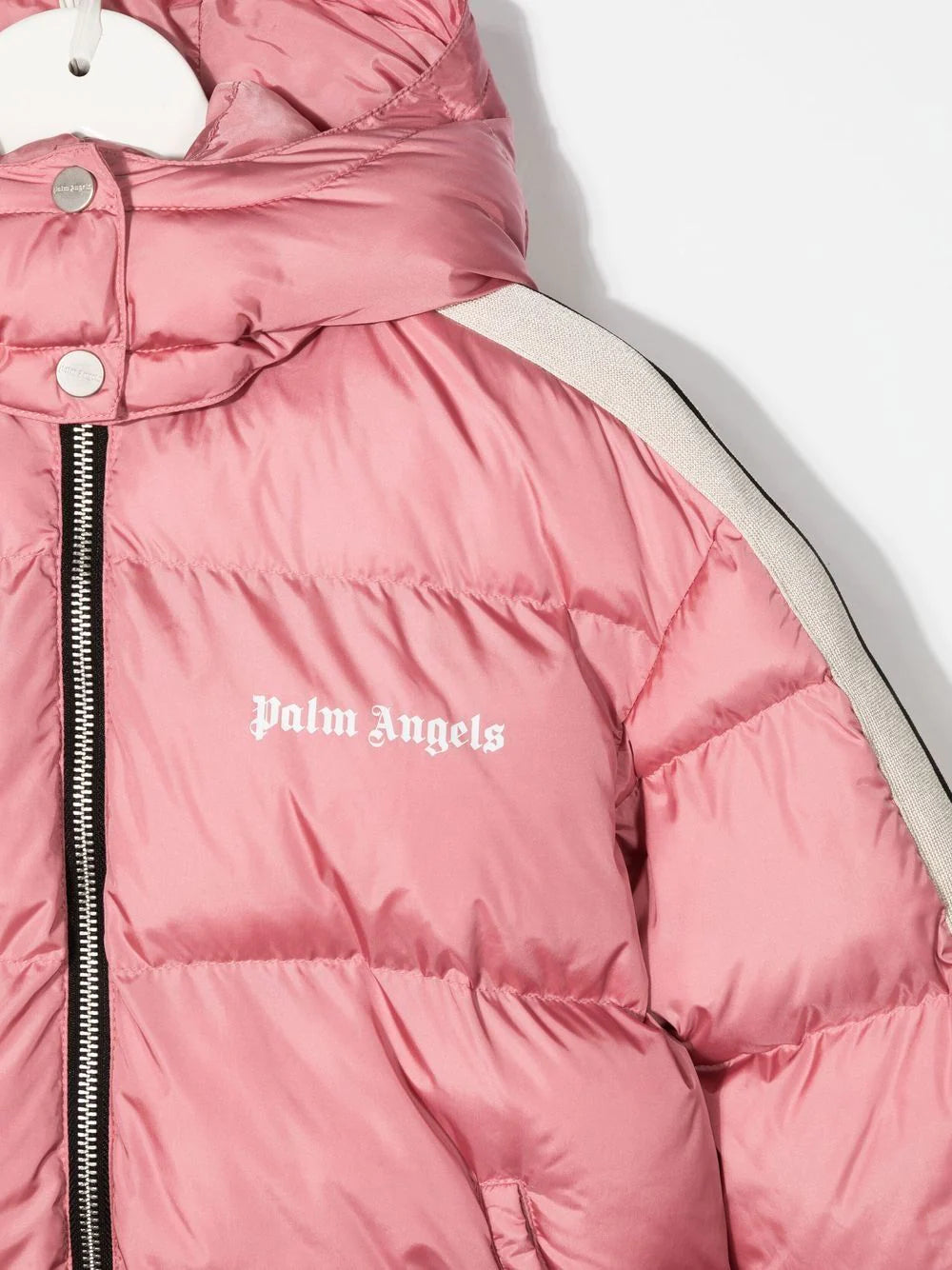 PALM ANGELS KIDS Logo Heavy Track Puffer Pink/White - MAISONDEFASHION.COM