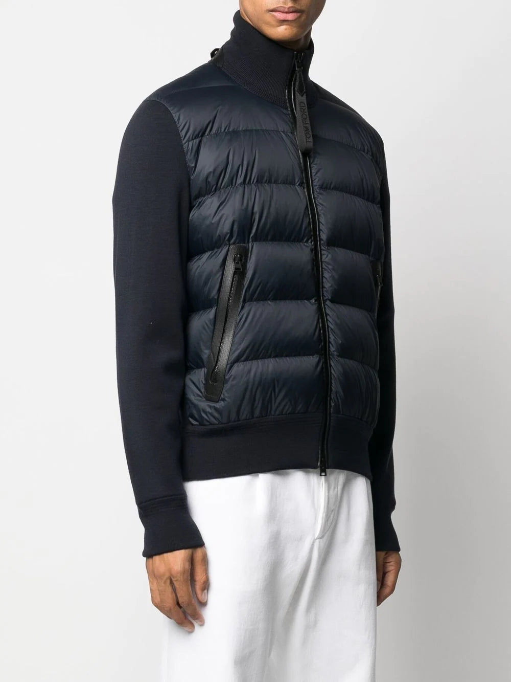 TOM FORD Zip Up Padded Jacket Navy - MAISONDEFASHION.COM