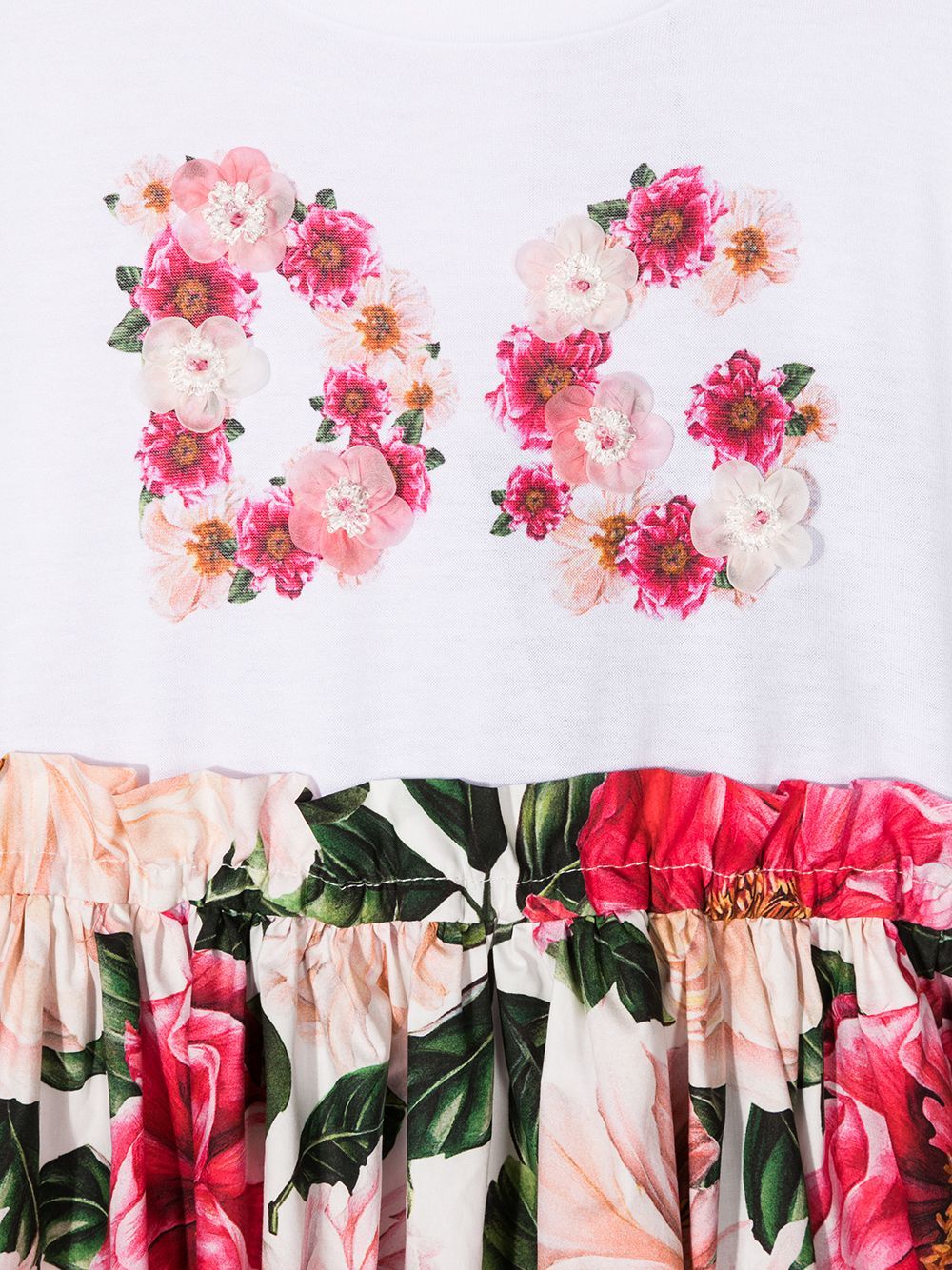 DOLCE & GABBANA KIDS Floral-print dress White/Pink - MAISONDEFASHION.COM