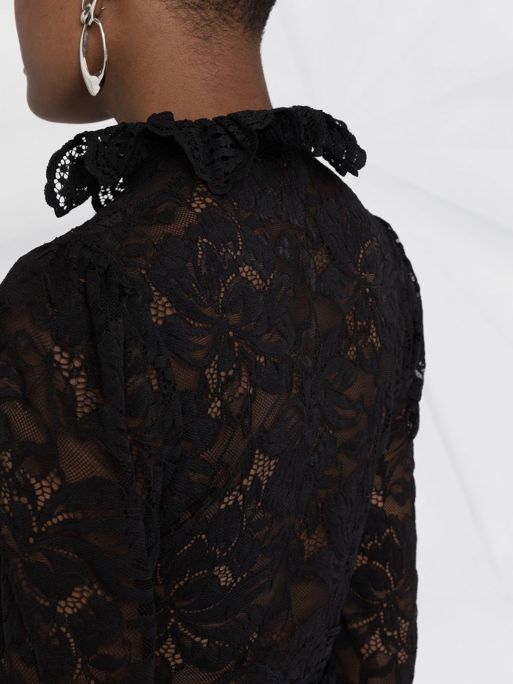 PACO RABANNE Cropped lace blouse Black - MAISONDEFASHION.COM