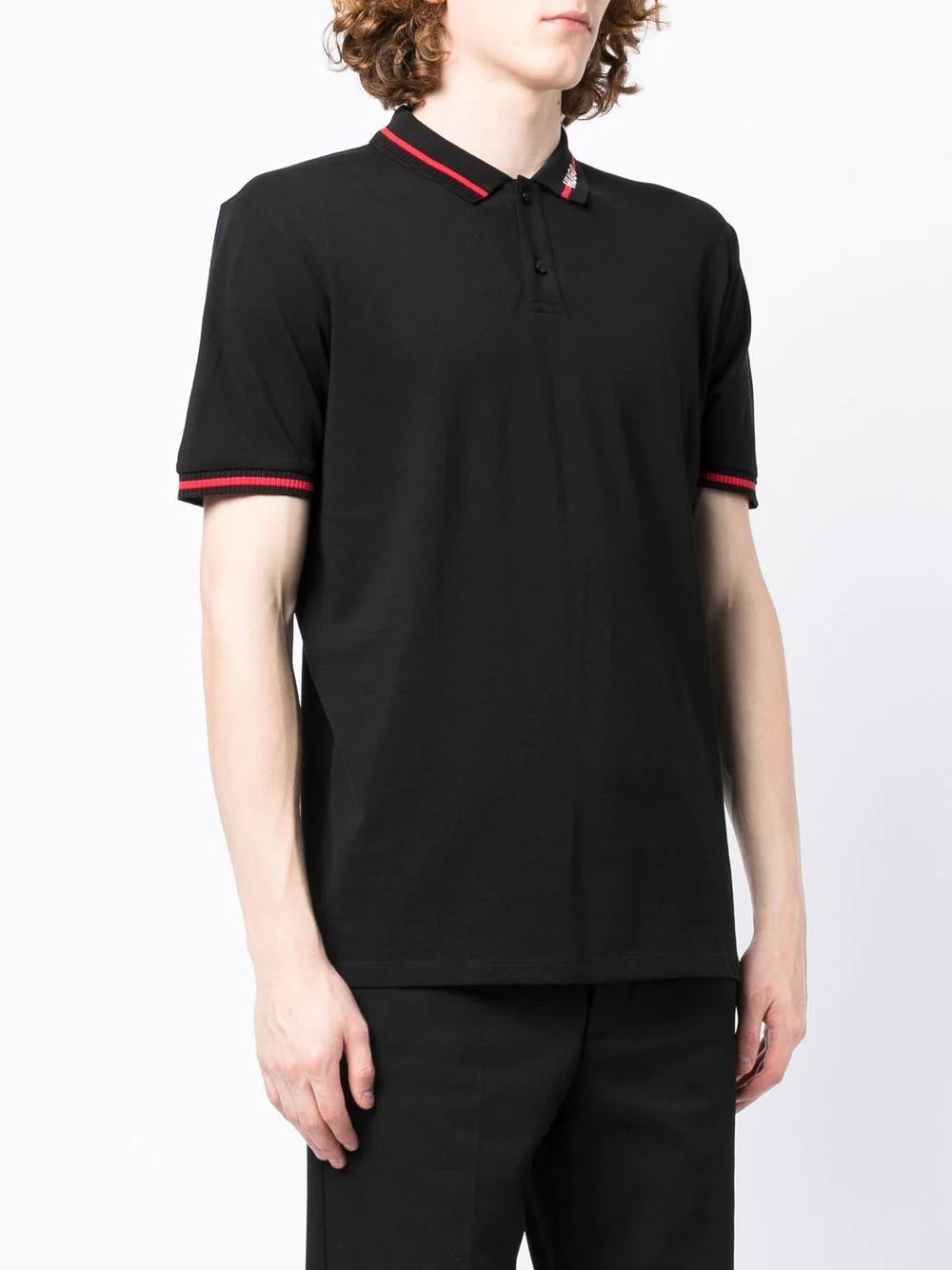 HUGO Logo-edge cotton polo shirt Black - MAISONDEFASHION.COM