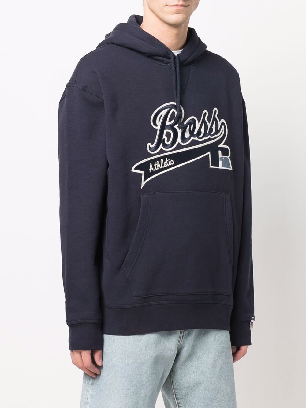 BOSS X RUSSELL ATHLETIC Embroidered-logo hoodie Navy