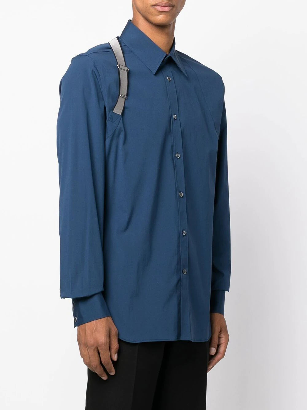 ALEXANDER MCQUEEN Signature Harness Shirt Blue - MAISONDEFASHION.COM