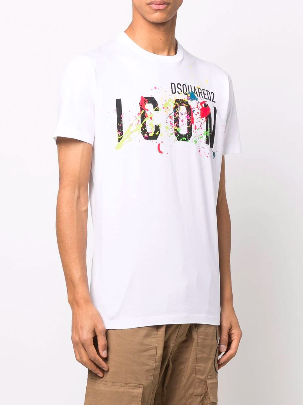 DSQUARED2 Icon Splatter T-Shirt White - MAISONDEFASHION.COM