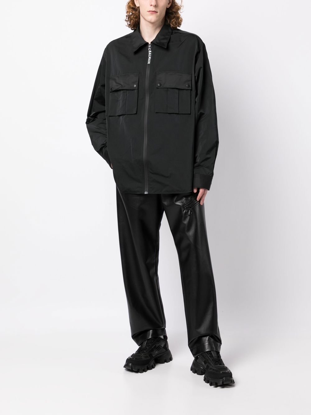 BALMAIN Front Pocket Nylon Shirt Black - MAISONDEFASHION.COM