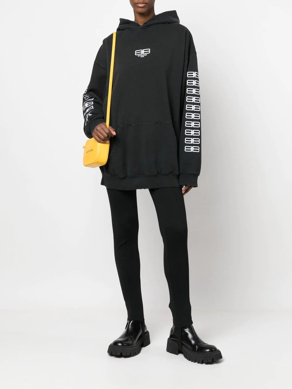 BALENCIAGA BB Paris Logo Hoodie Black - MAISONDEFASHION.COM