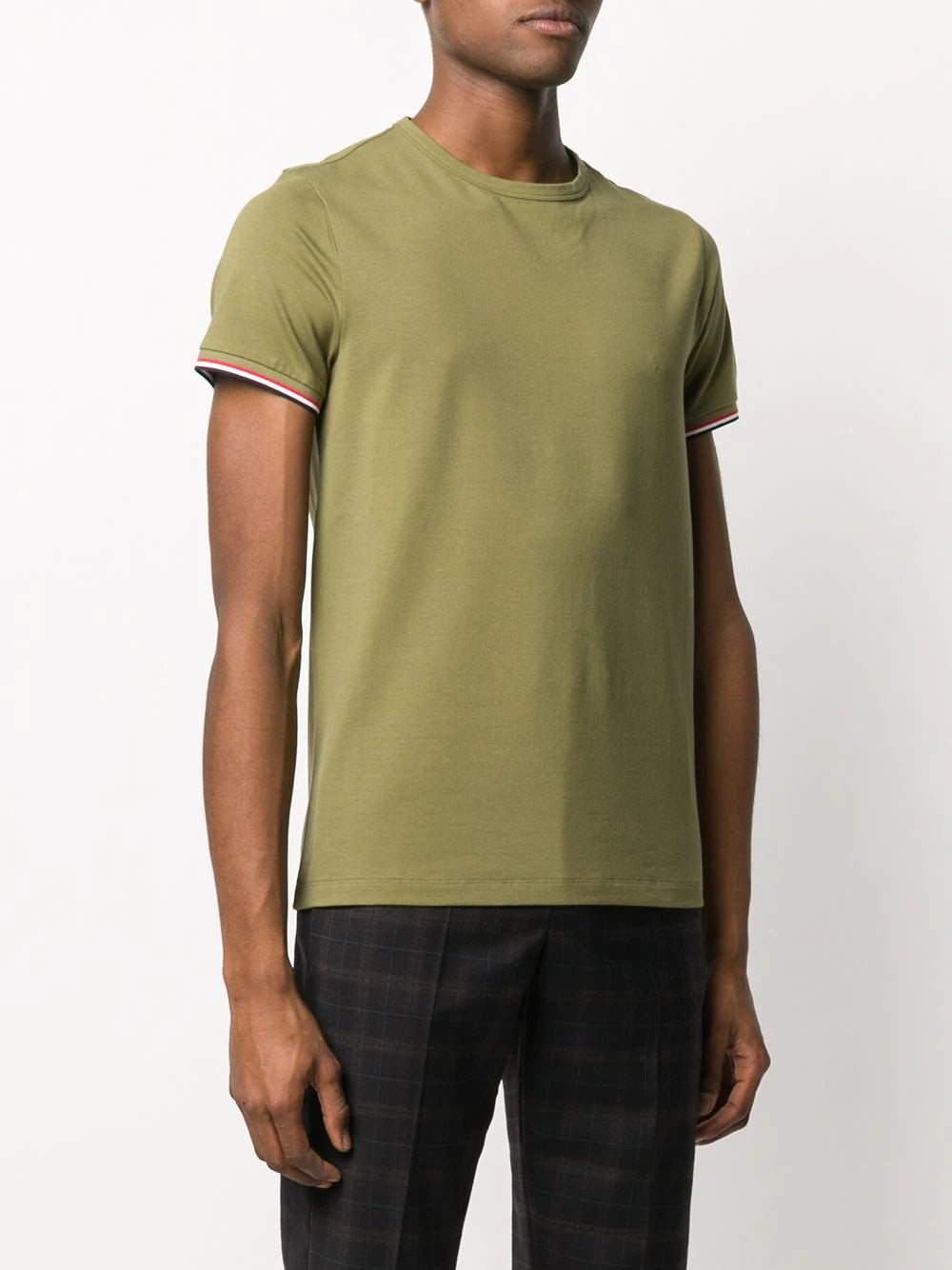 MONCLER Striped trim T-shirt Green - MAISONDEFASHION.COM