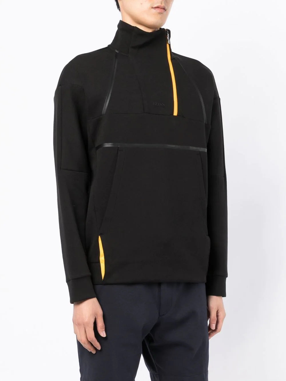 BOSS Contrast-trimmed high-neck sweatshirt Black - MAISONDEFASHION.COM