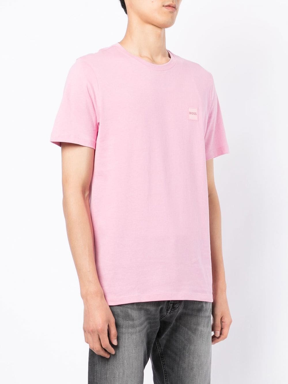 BOSS Chest Logo-patch Detail T-shirt Light/Pastel Pink - MAISONDEFASHION.COM