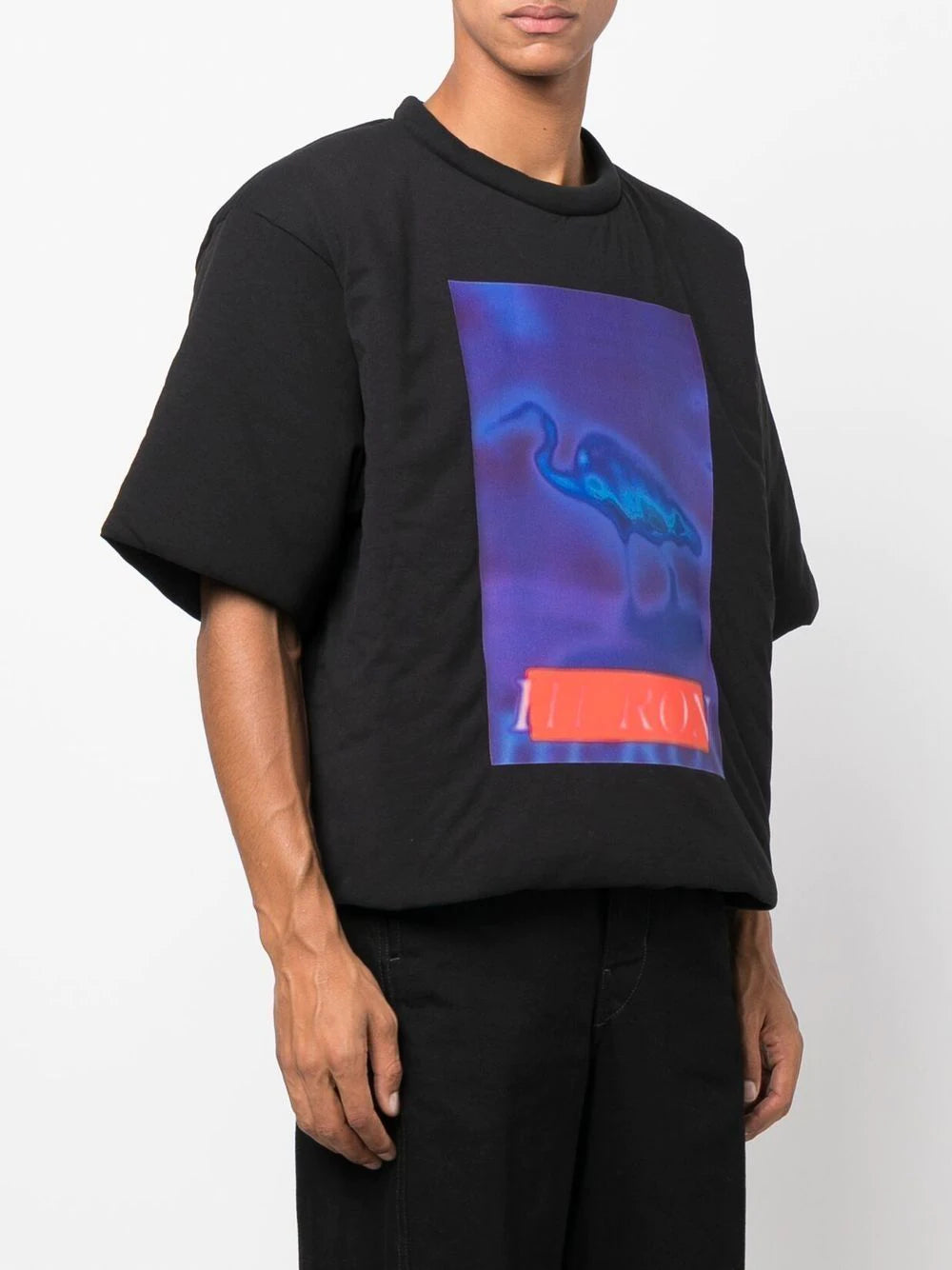 HERON PRESTON Censored Padded S/S T-Shirt Black/Navy - MAISONDEFASHION.COM