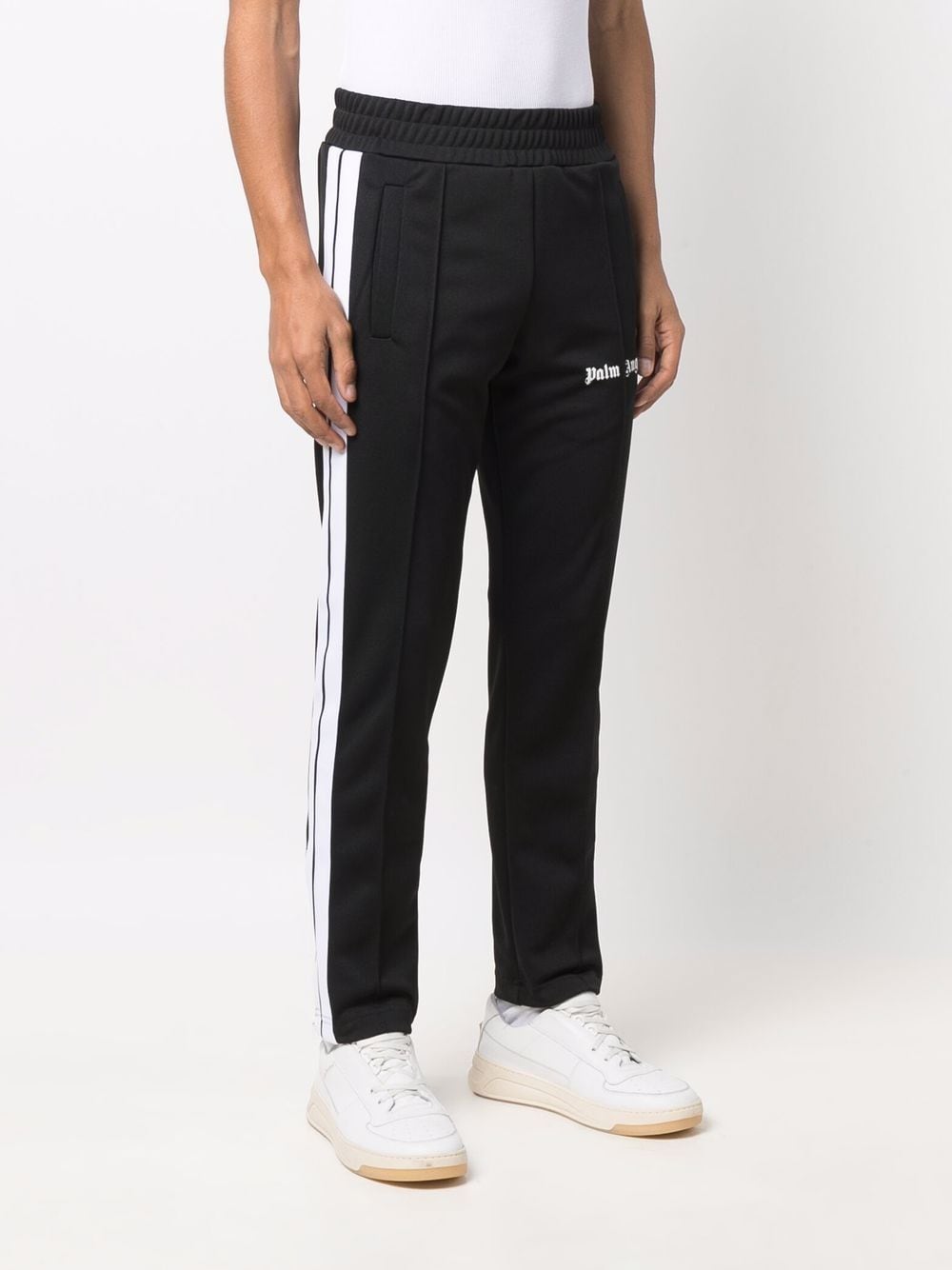 PALM ANGELS Logo Slim Track Pants Black/White - MAISONDEFASHION.COM