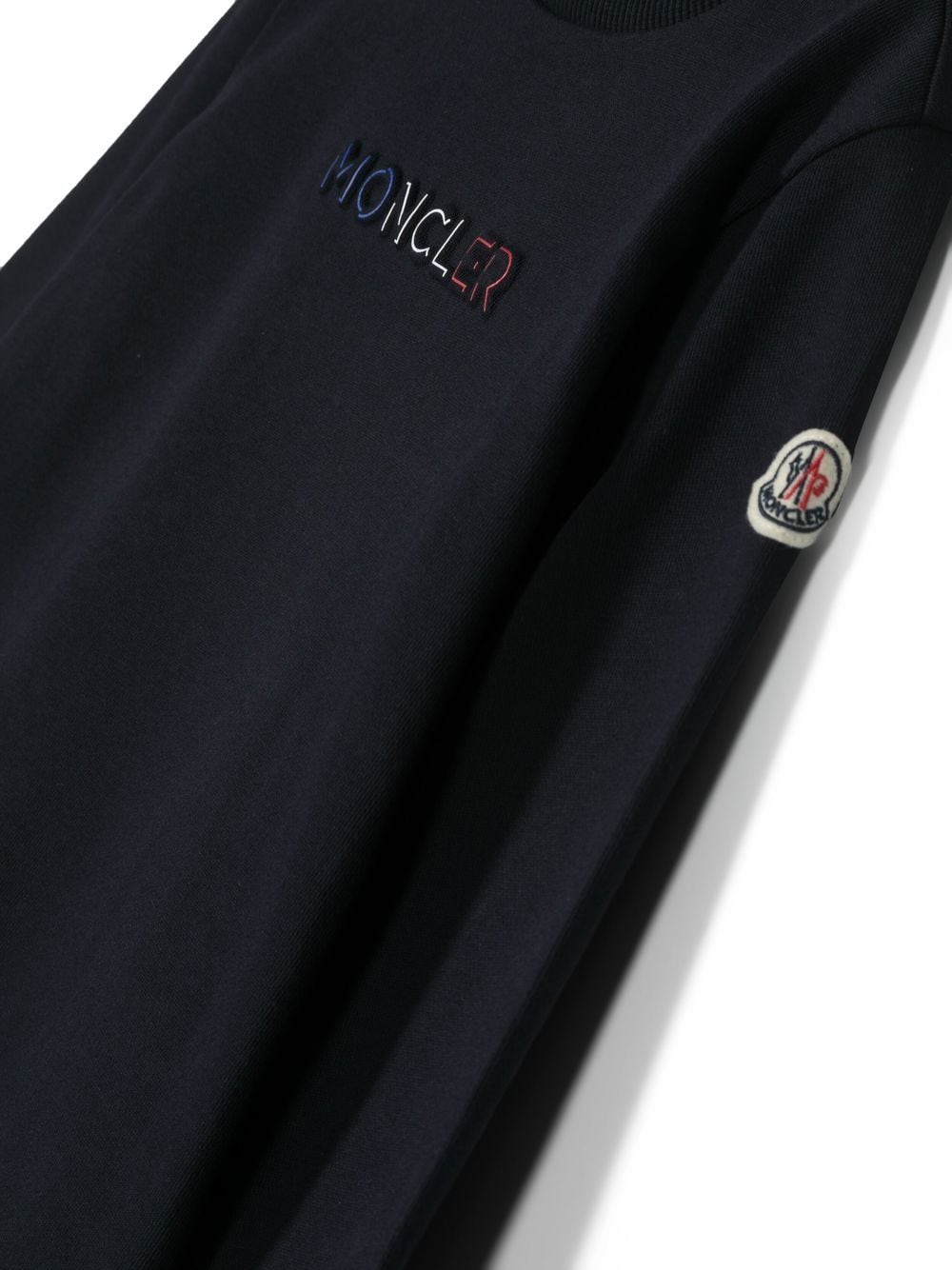 MONCLER KIDS Logo Embossed Sweatshirt Navy - MAISONDEFASHION.COM