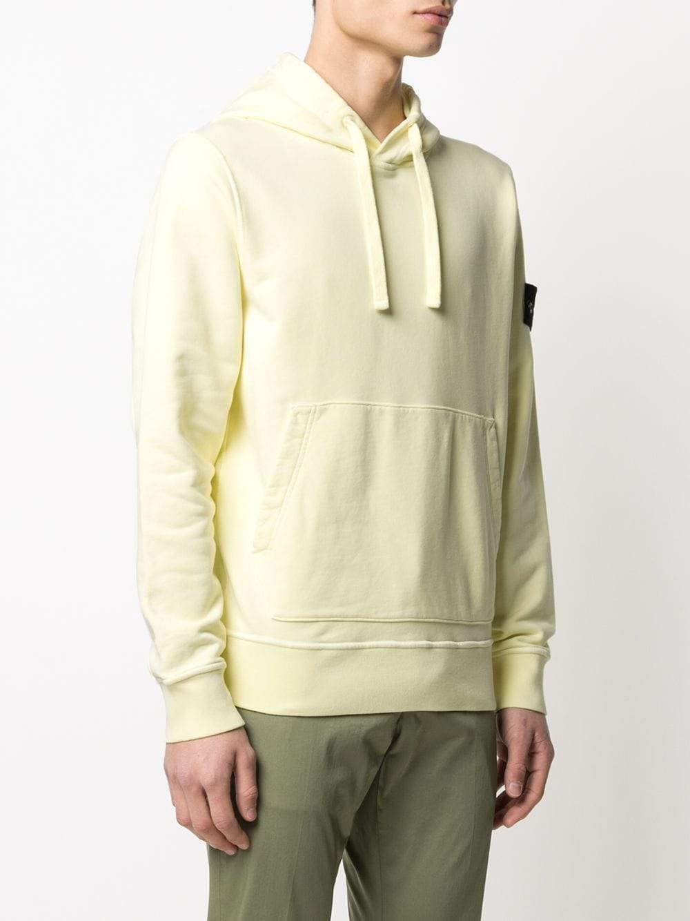 STONE ISLAND Logo Patch Hoodie Yellow - MAISONDEFASHION.COM