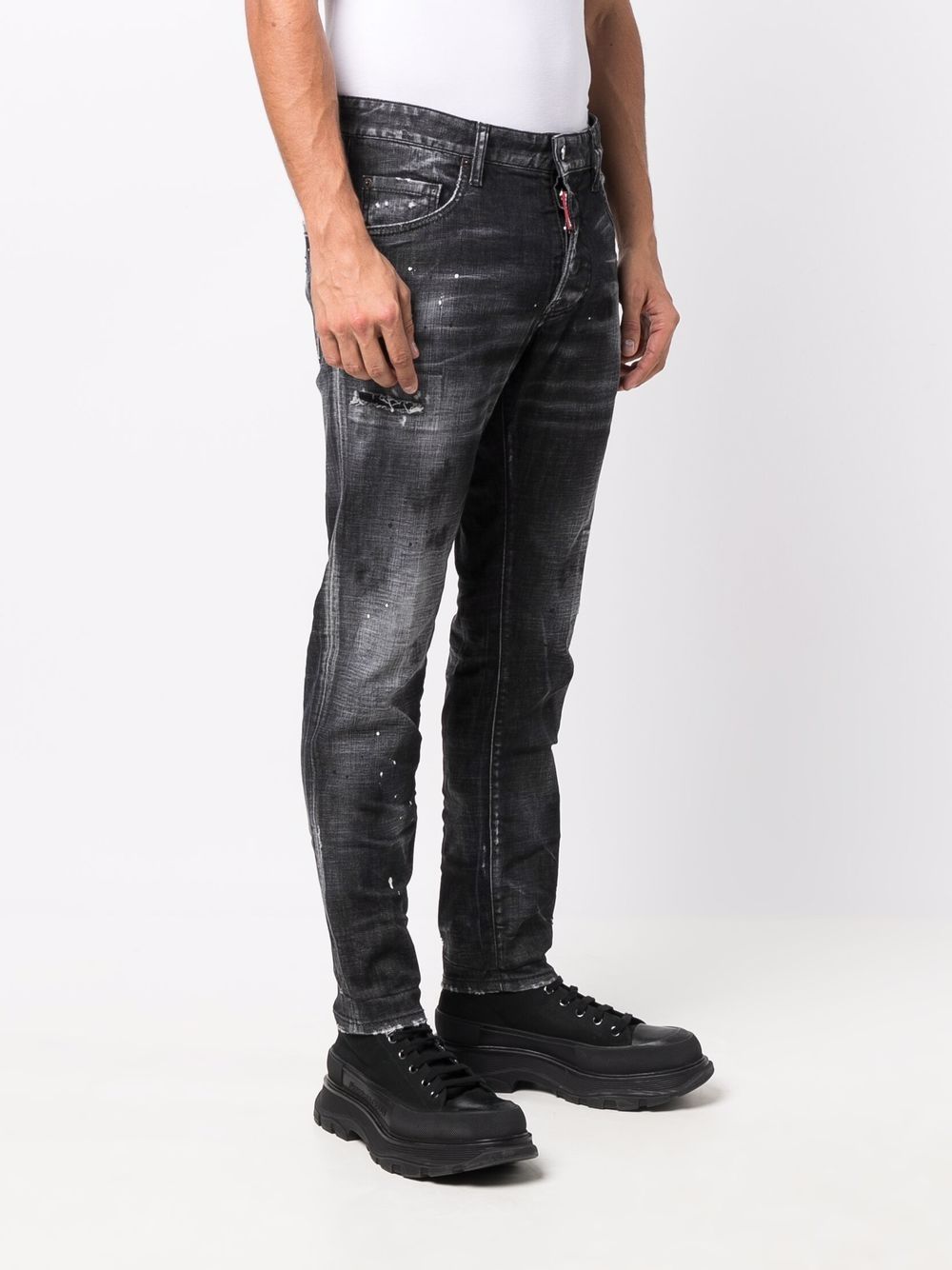 DSQUARED2 Mid Rise Distressed Jeans Black - MAISONDEFASHION.COM