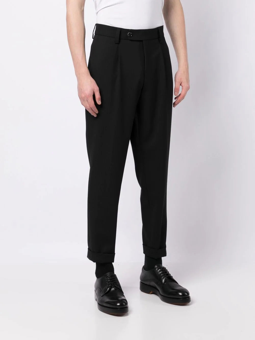 BOSS Cropped slim-cut trousers Black - MAISONDEFASHION.COM