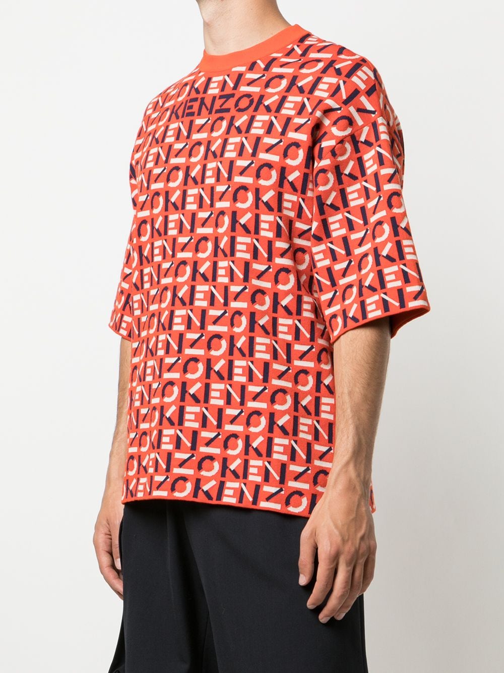 KENZO Monogram pattern T-shirt Red - MAISONDEFASHION.COM