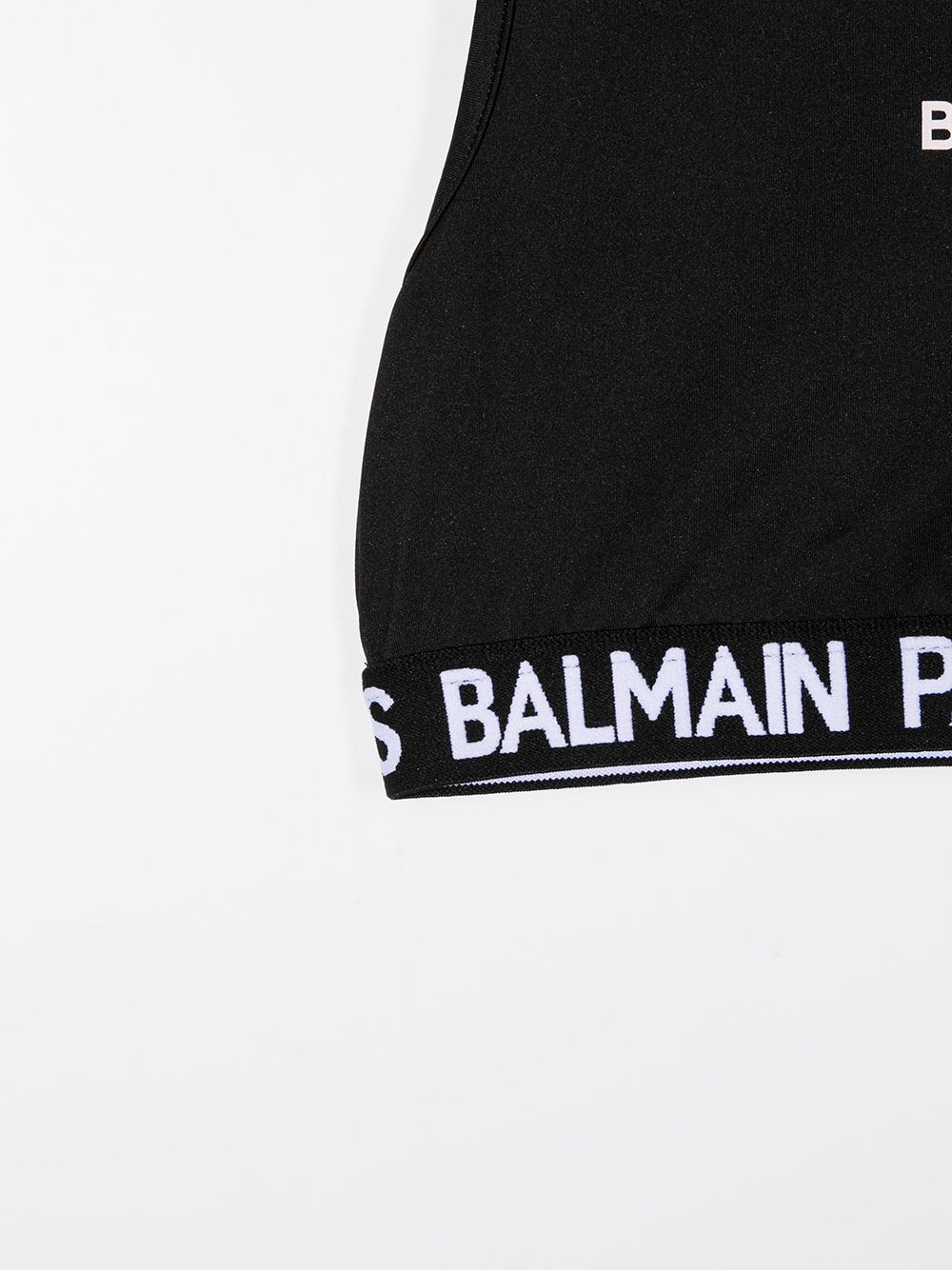 BALMAIN KIDS Logo-print sports crop top Black - MAISONDEFASHION.COM