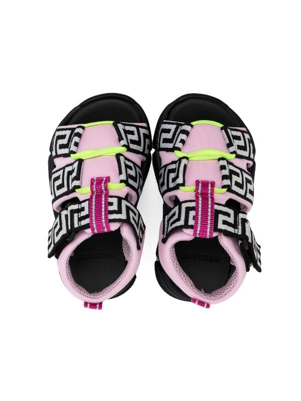 VERSACE BABY  Greca-print caged sandals Pink - MAISONDEFASHION.COM