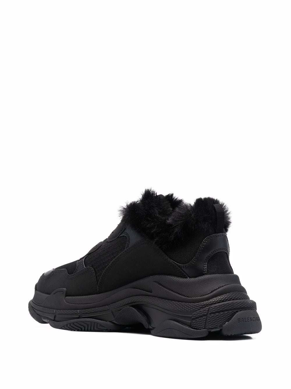 BALENCIAGA Triple S Fur Sneakers Black - MAISONDEFASHION.COM