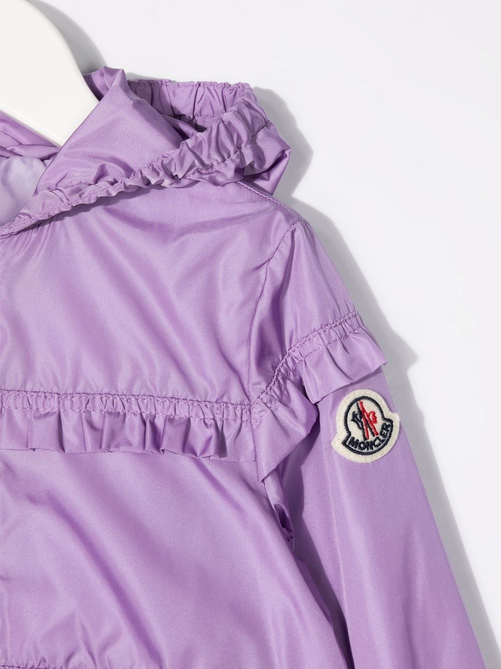 MONCLER BABY Ruffle-Trim Hooded Jacket Purple - MAISONDEFASHION.COM