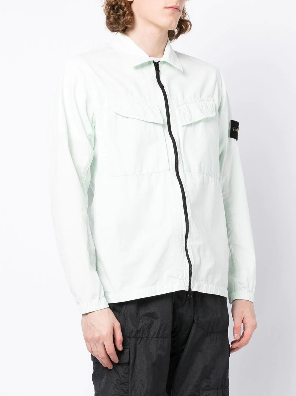 STONE ISLAND Compass-patch Shirt Jacket Aqua - MAISONDEFASHION.COM