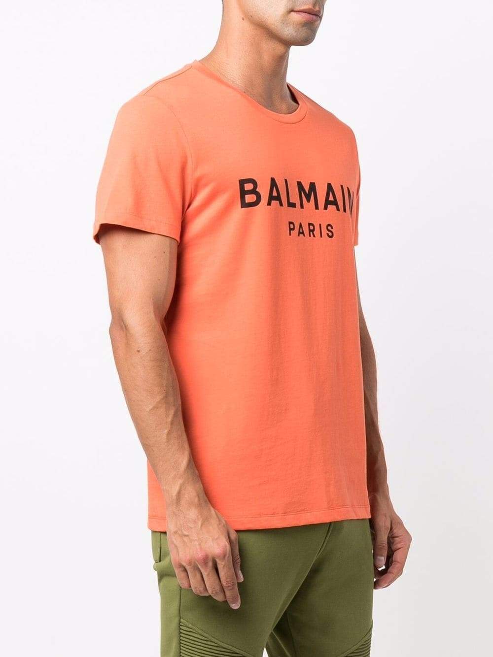 BALMAIN Logo-print short-sleeve T-shirt Orange - MAISONDEFASHION.COM