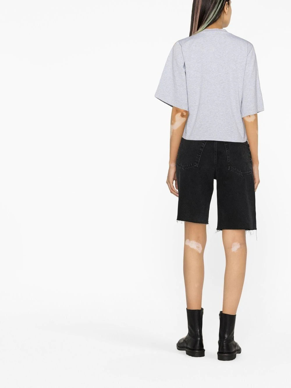 PALM ANGELS WOMEN College Cropped Tee Melange - MAISONDEFASHION.COM