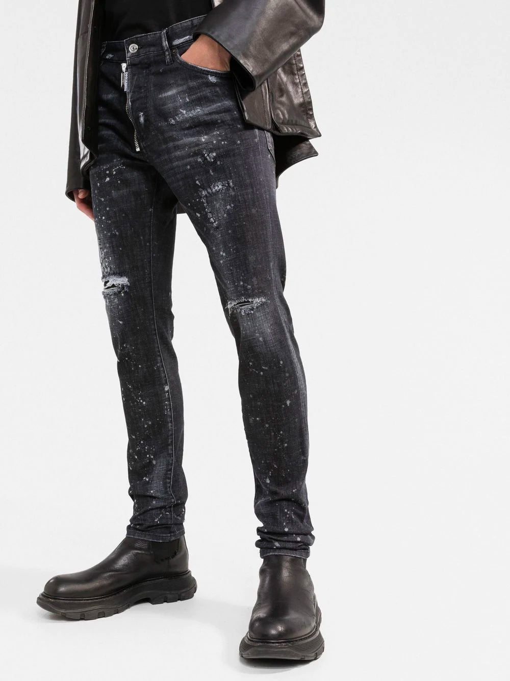 DSQUARED2 Distressed 5 Pocket Denim Jeans - MAISONDEFASHION.COM