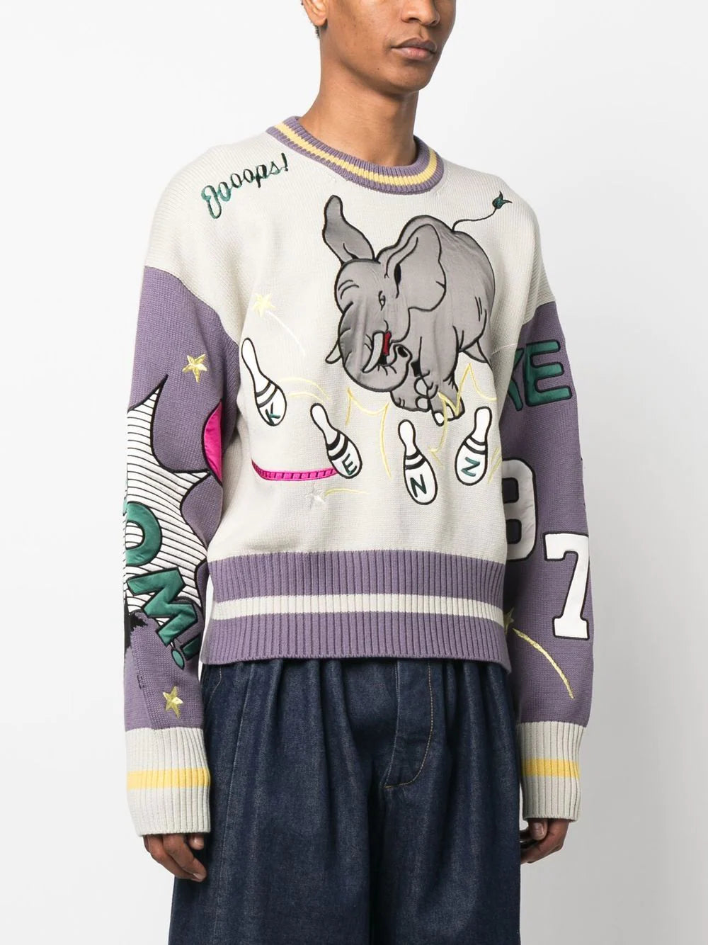 KENZO Bowling Elephant Merino Wool Jumper Multi - MAISONDEFASHION.COM