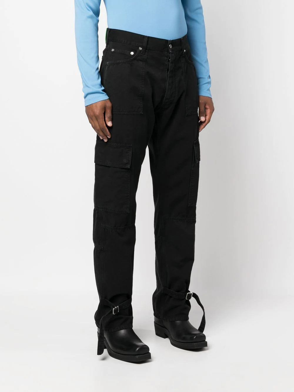 OFF-WHITE Wave Off Canvas Cargo Pants Black/Black - MAISONDEFASHION.COM