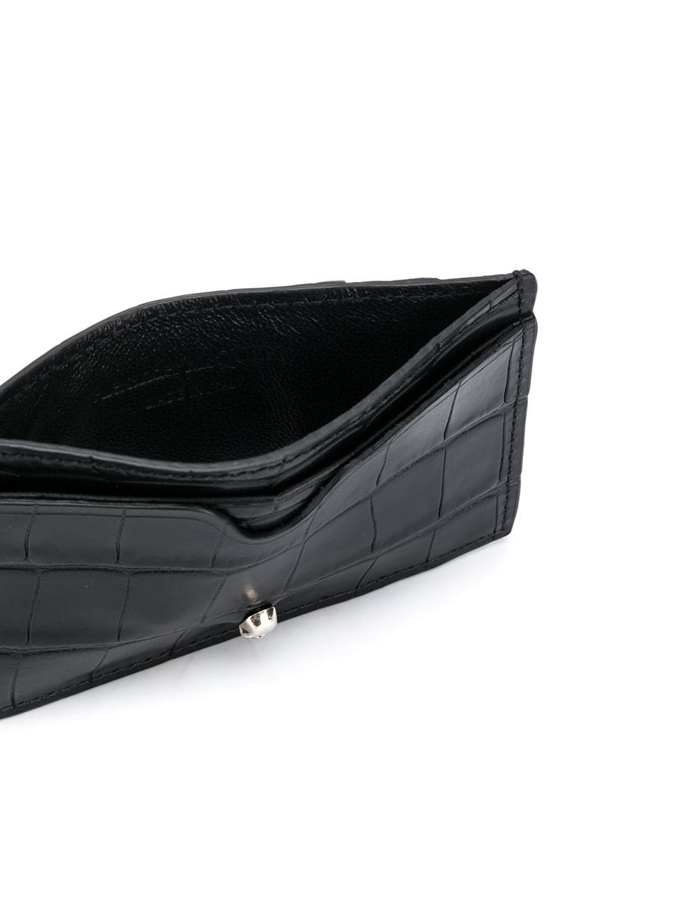 Alexander McQueen Embossed Leather Cardholder Black - MAISONDEFASHION.COM