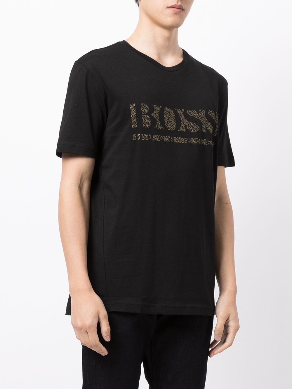 BOSS Logo Pixel T-Shirt Black - MAISONDEFASHION.COM