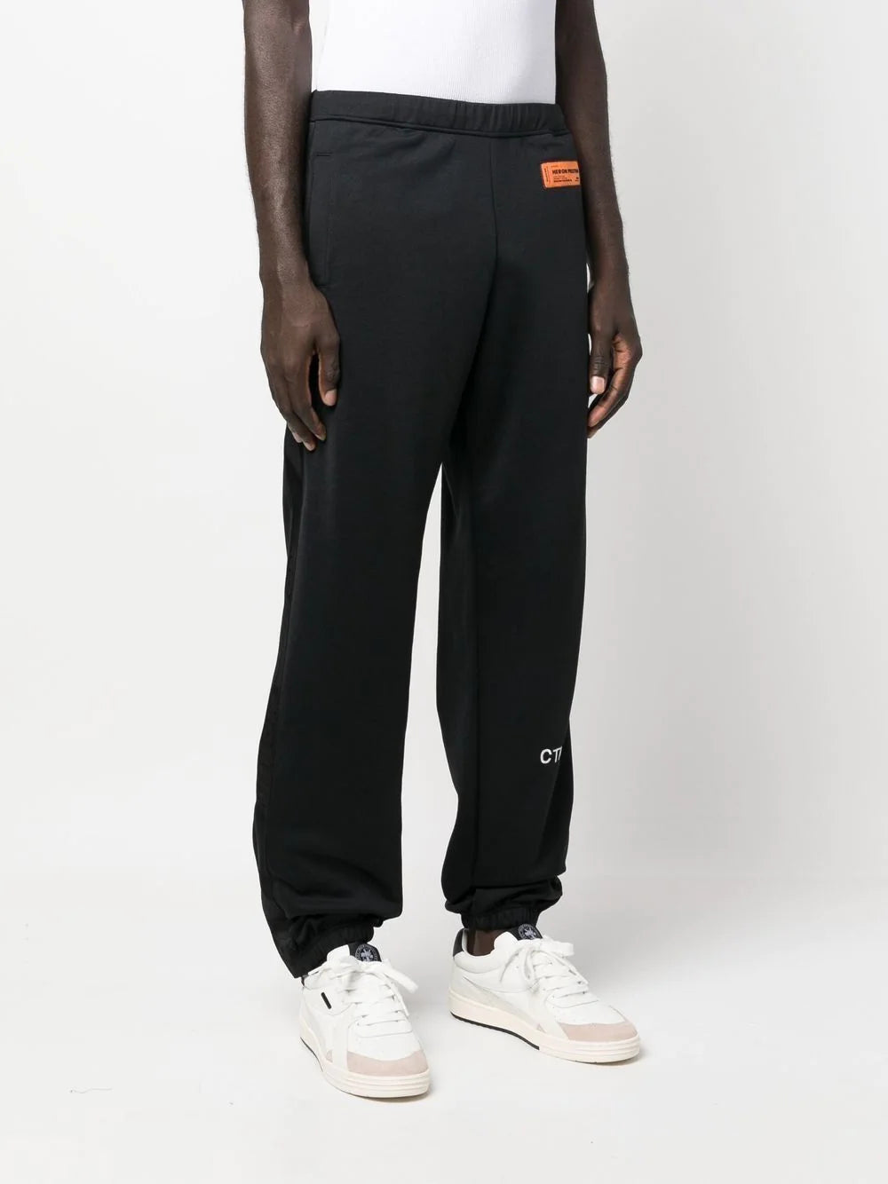 HERON PRESTON Logo Track Pants Black/White - MAISONDEFASHION.COM