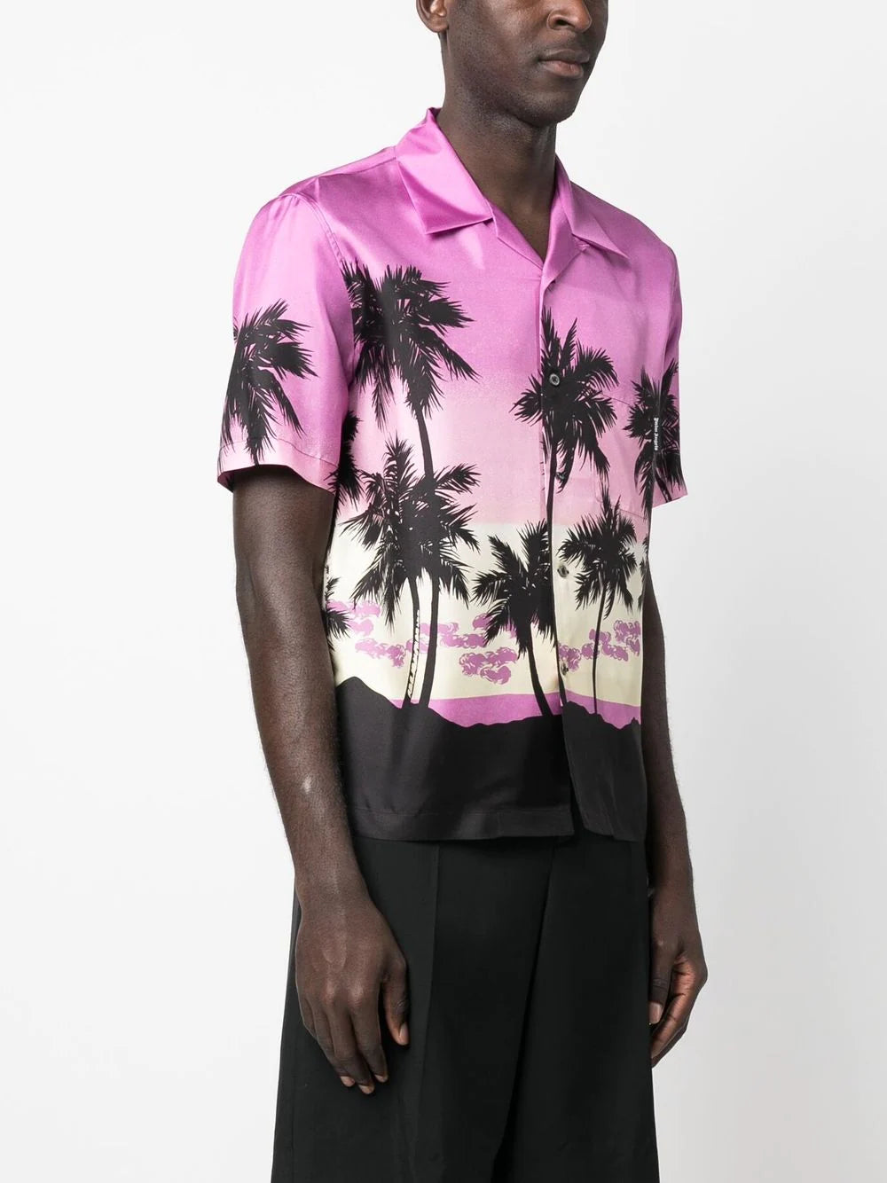 PALM ANGELS Pink Sunset Bowling Shirt Purple/Black - MAISONDEFASHION.COM