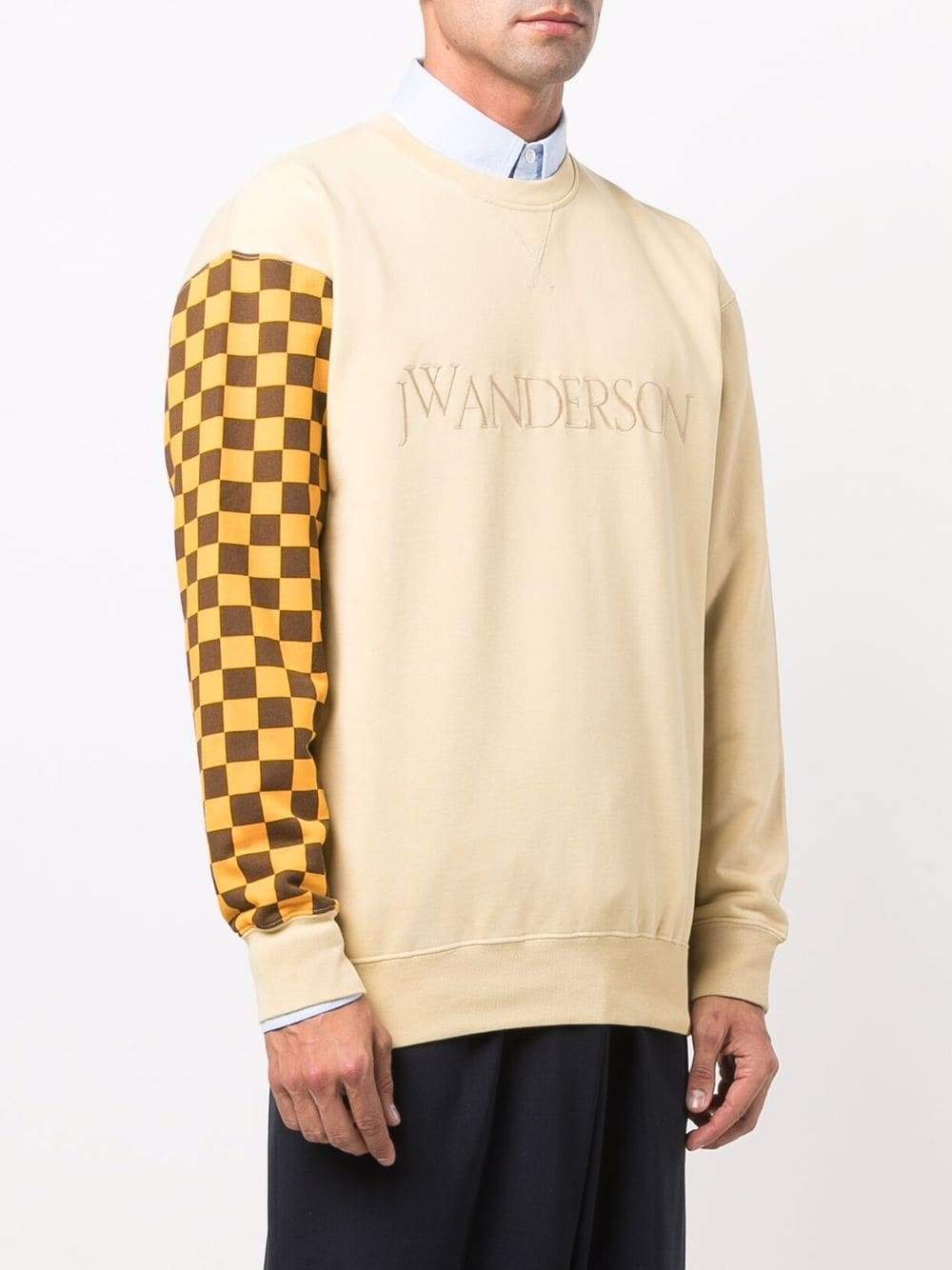 JW ANDERSON Checkerboard-print logo sweatshirt Beige - MAISONDEFASHION.COM