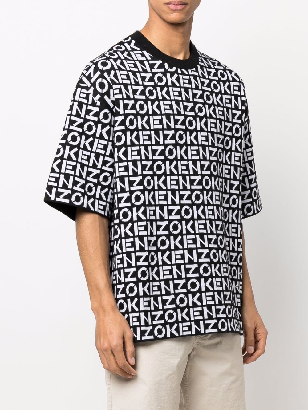 KENZO Monogram Oversized T-Shirt Black - MAISONDEFASHION.COM