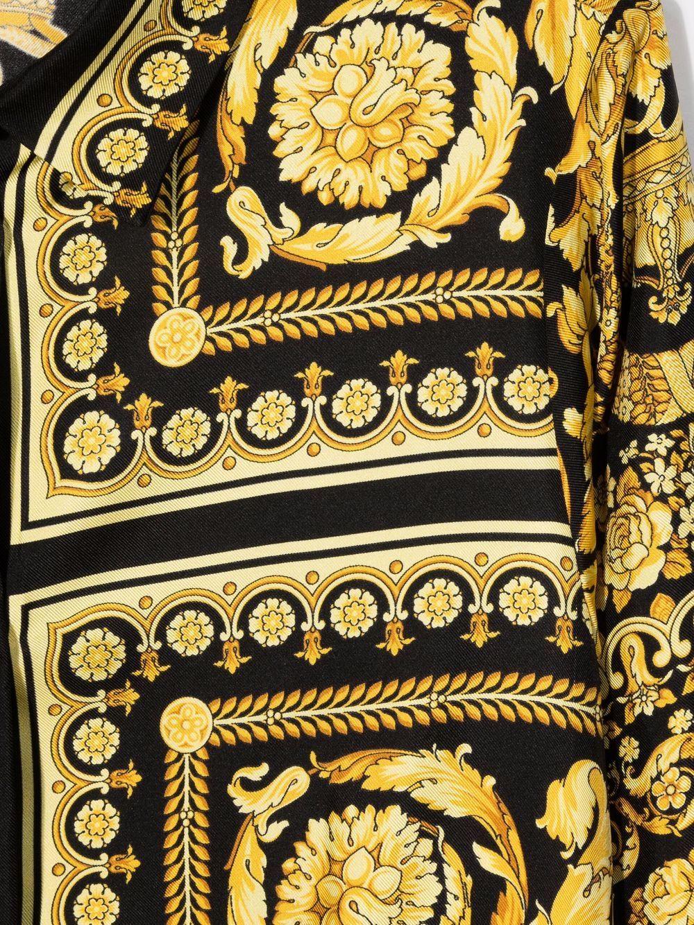 VERSACE KIDS Baroque Print Silk Shirt Dress Black/Gold - MAISONDEFASHION.COM