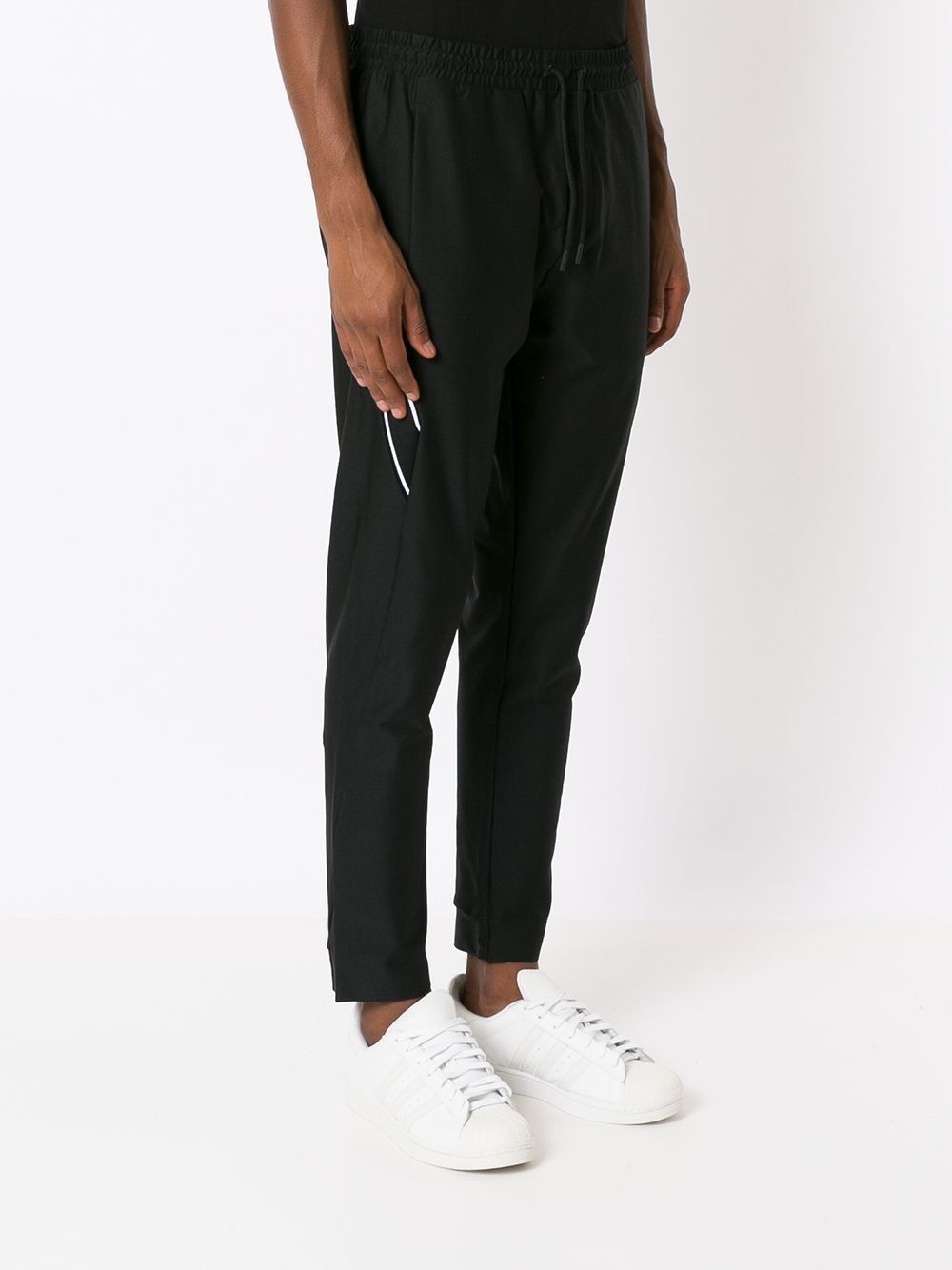 BOSS Slim Fit Logo Tape Track Pants Black - MAISONDEFASHION.COM