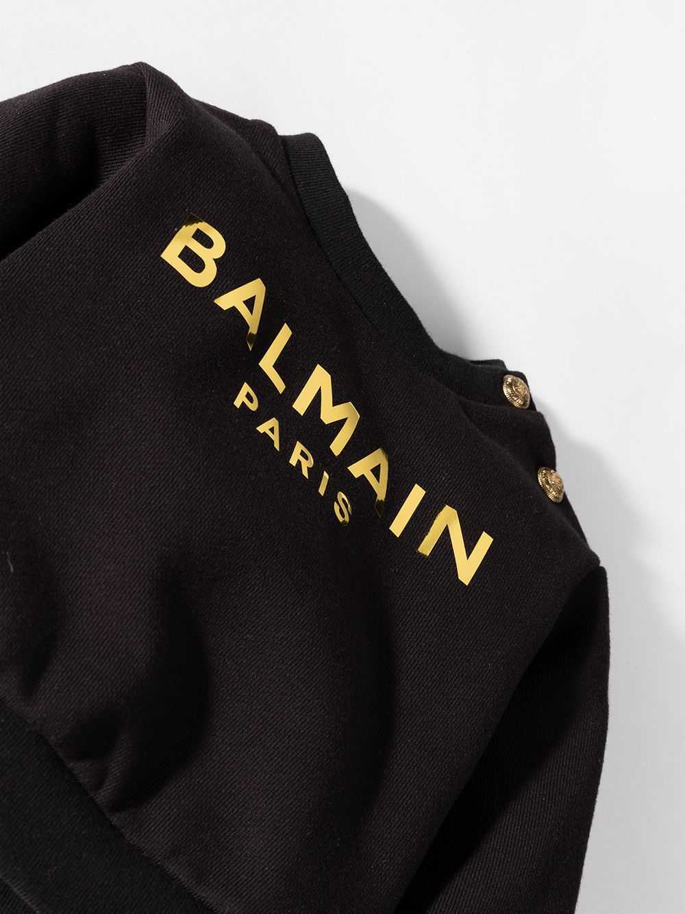 BALMAIN KIDS Metallic logo crew neck sweatshirt Black - MAISONDEFASHION.COM