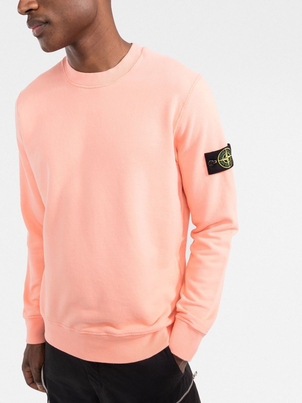 STONE ISLAND Logo Patch Brushed Cotton Sweatshirt - MAISONDEFASHION.COM