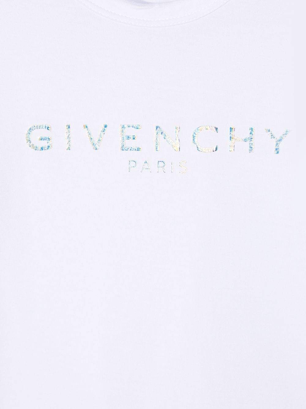 GIVENCHY KIDS Foil Cracked Logo-print cotton T-Shirt White - MAISONDEFASHION.COM