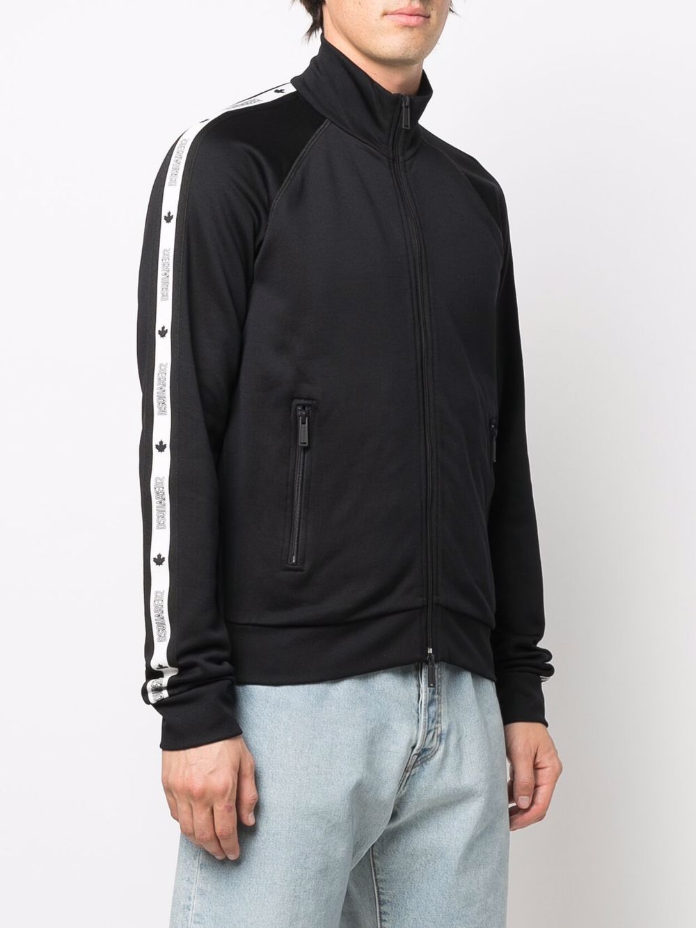 DSQUARED2 Tape Logo Track Jacket Black - MAISONDEFASHION.COM