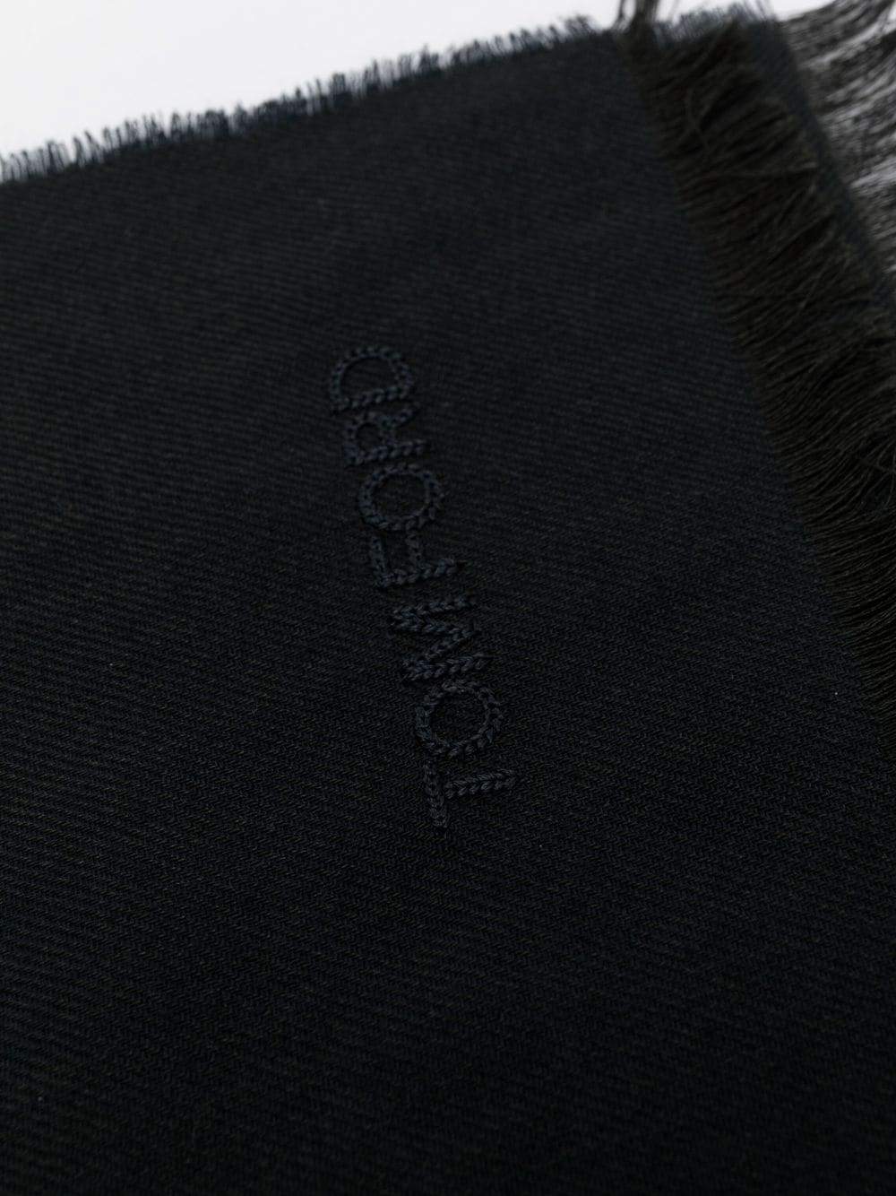 TOM FORD Embroidered Logo Scarf Black - MAISONDEFASHION.COM