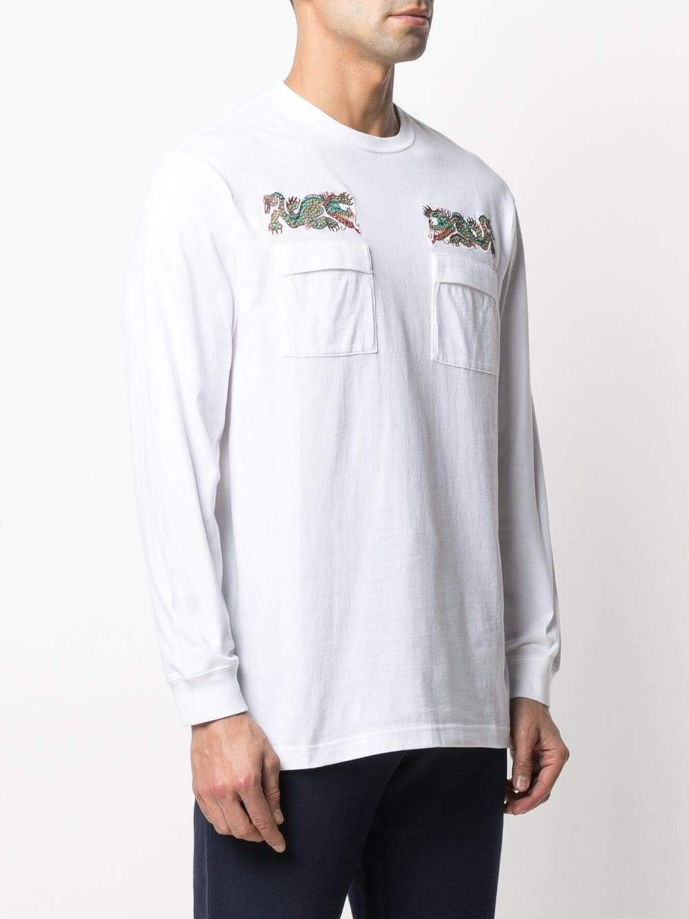 MAHARISHI Liberty Dragon Long Sleeve T-Shirt White - Maison De Fashion 