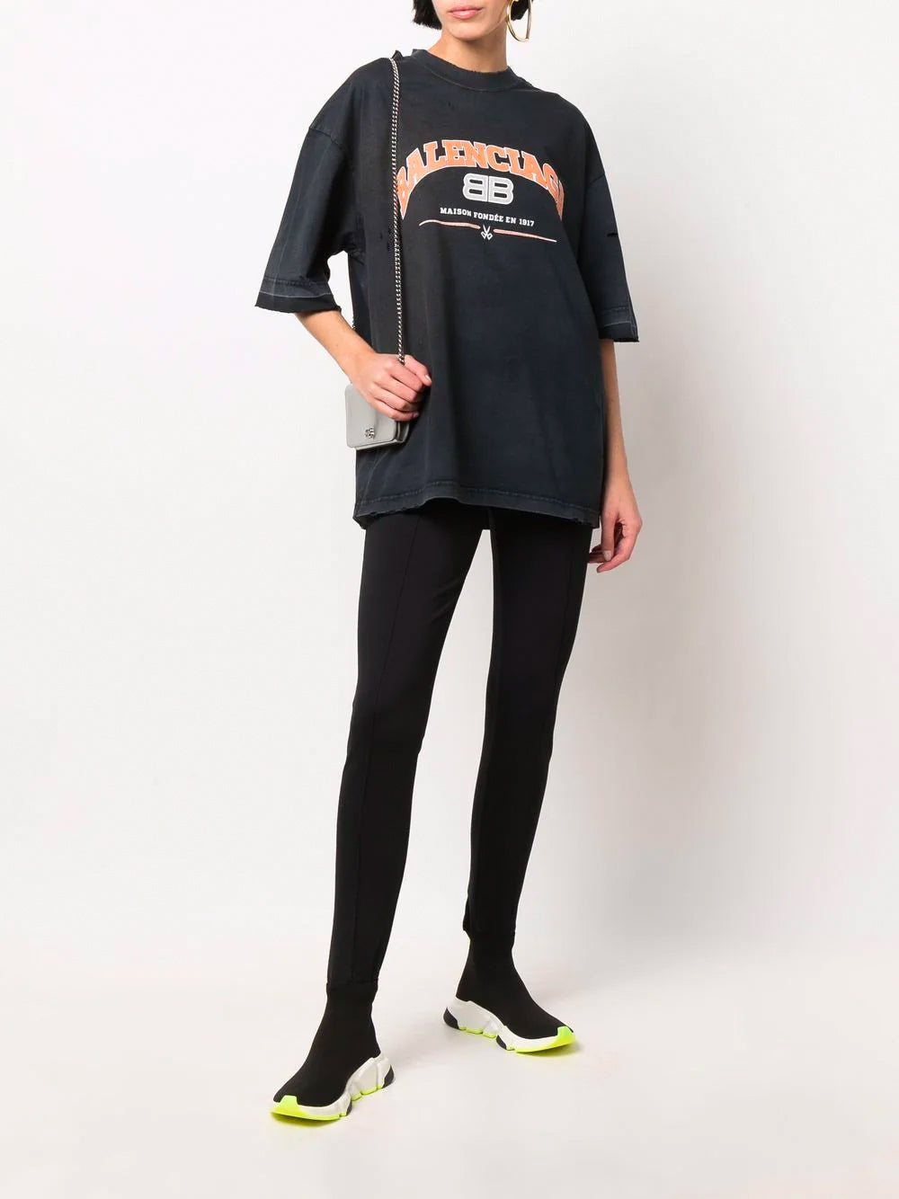 BALENCIAGA Medium Fit T-Shirt Black/Orange/White - MAISONDEFASHION.COM