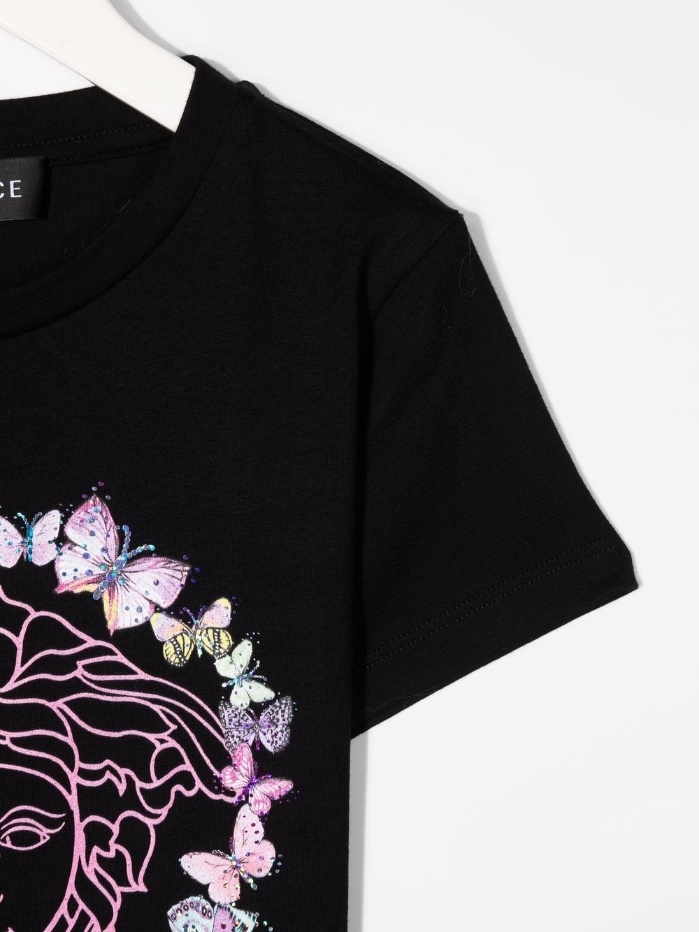 VERSACE KIDS  Butterfly-print cotton T-Shirt Black - MAISONDEFASHION.COM