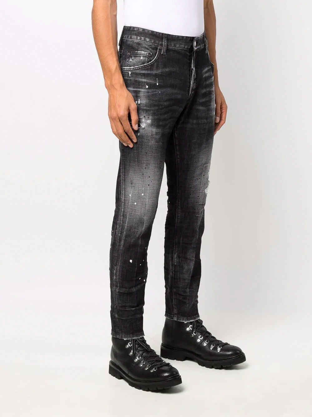 DSQUARED2 Ripped Knee Skater Denim Jeans Black - MAISONDEFASHION.COM