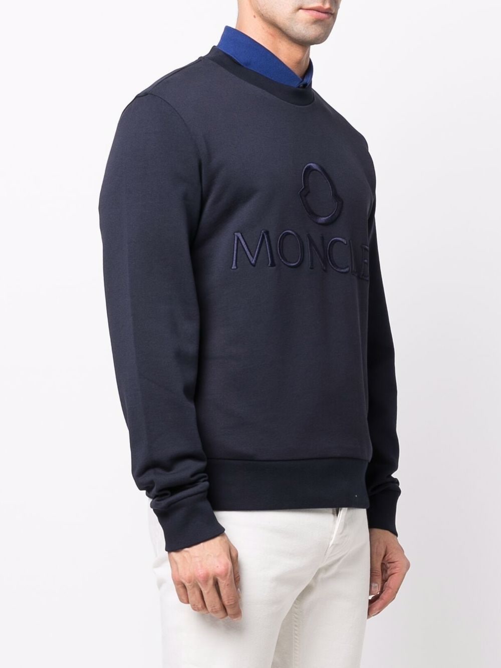 MONCLER Embroidered Logo Sweatshirt Navy - MAISONDEFASHION.COM